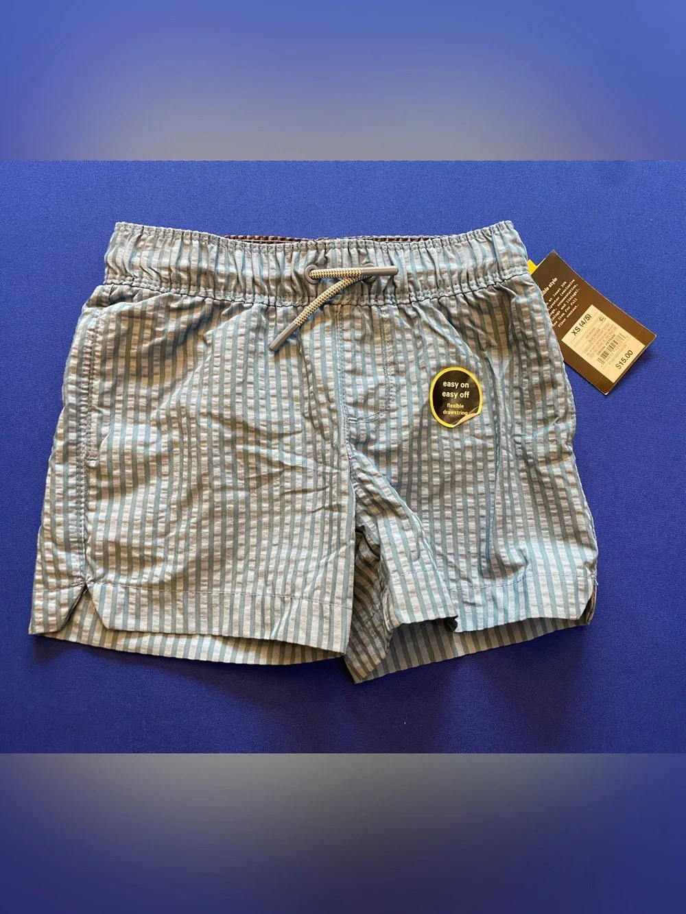 art class™ Boys Blue Stripe Swim Trunks | XS (4/5) | UPF Lined | NWT